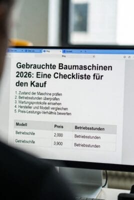 Gebrauchte Baumaschinen 2026 kaufen: Die 10 wichtigsten Tipps + worauf Händler & Käufer wirklich achten müssen